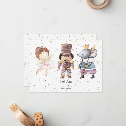 Carte de note de Casse-Noisette Pailleté Pastel (Devant/Arrière en situation)