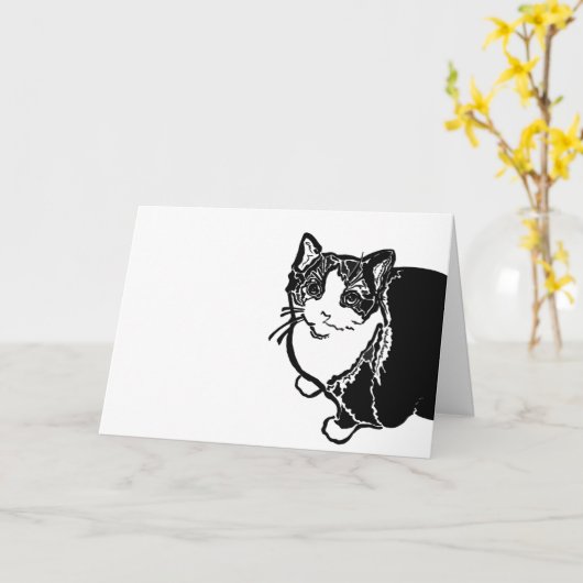 Carte de note de chat (Fleur jaune)