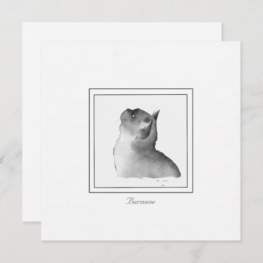 Carte de note de chat birman noir et blanc (Devant / Derrière)