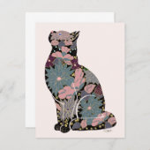 Carte de note de chat botanique (Devant / Derrière)