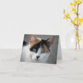 Carte de note de chat Calico (Fleur jaune)