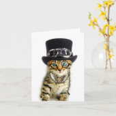 Carte de note de chat de Steampunk (Fleur jaune)