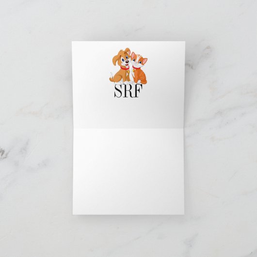 Carte de note de chat et de chien mignonne vierge  (Intérieur)