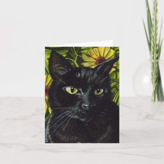 Carte de note de chat noir (Devant)