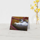 Carte de note de chat Sleepy (Fleur jaune)