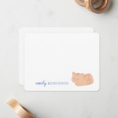 Carte de note de chat tabby mignonne personnalisée (Devant/Arrière en situation)