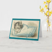 Carte de note de chat vintage (Fleur jaune)