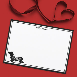 Carte de note de chien mignonne Dachshund Merci pe