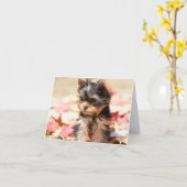Carte de note de chiot de Yorkie d'automne (Fleur jaune)