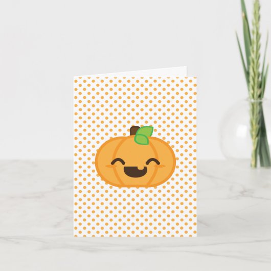 Carte de note de citrouille Kawaii Jack O Lantern (Devant)