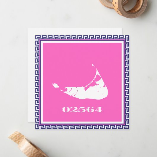 Carte de note de clé grecque de code postal Nantuc (Devant/Arrière en situation)