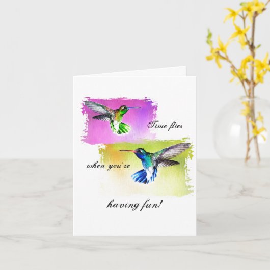 Carte de note de colibri (Fleur jaune)