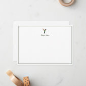 Carte de note de colibri à gorge rubis personnalis (Devant/Arrière en situation)