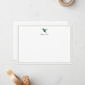 Carte de note de colibri à gorge rubis personnalis (Devant/Arrière en situation)