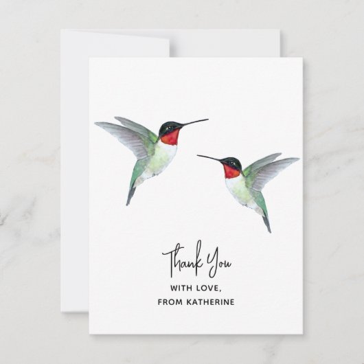 Carte de note de colibri de Merci personnalisée (Devant)