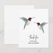 Carte de note de colibri de Merci personnalisée (Devant / Derrière)