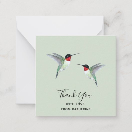 Carte de note de colibri de Merci personnalisée (Devant)