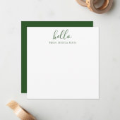 Carte de note de correspondance - Vert pin moderne (Devant/Arrière en situation)