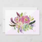 Carte de note de couleur rose violet Boho Floral (Devant)