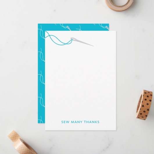 Carte de note de couture Merci beaucoup (Devant/Arrière en situation)