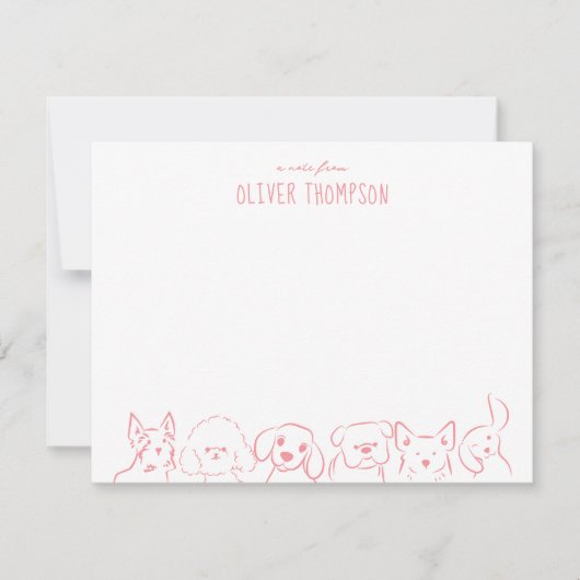 Carte de note de croquis d'animal de chien mignon  (Devant)