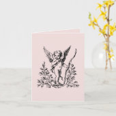 Carte de note de cupidon 4" x 5,6" (Fleur jaune)