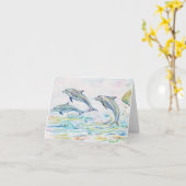 Carte de note de dauphins d'éblouissement - 5,6" x (Fleur jaune)