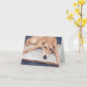 Carte de note de détente d'art de chien de lévrier (Fleur jaune)