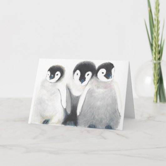 Carte de note de famille de pingouins<Blank Inside (Devant)