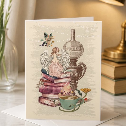Carte de note de fée de livre vintage (intérieur v