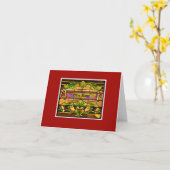 Carte de note de fenêtre d'église (rouge) (Fleur jaune)