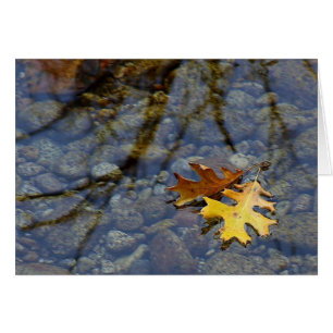 Carte de note de feuilles d'automne sous la pluie