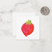 Carte de note de fraise d'aquarelle (Devant/Arrière en situation)