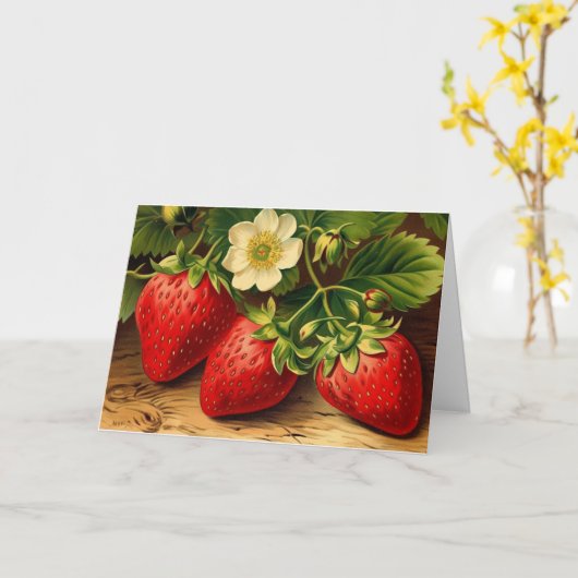 Carte de note de fraises (Fleur jaune)