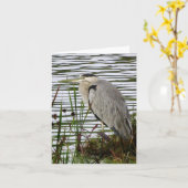 Carte de note de héron de grand bleu (Fleur jaune)