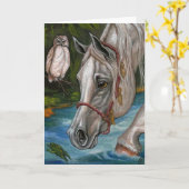 Carte de note de hibou de CHEVAL BLANC (Fleur jaune)