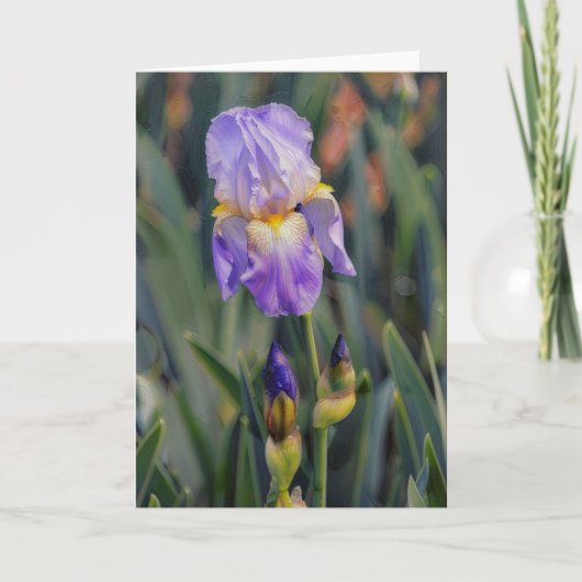 Carte de note de jardin d'art floral de fleur d'ir (Devant)