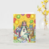 CARTE de NOTE de JOYEUX ANNIVERSAIRE de chats de N (Fleur jaune)