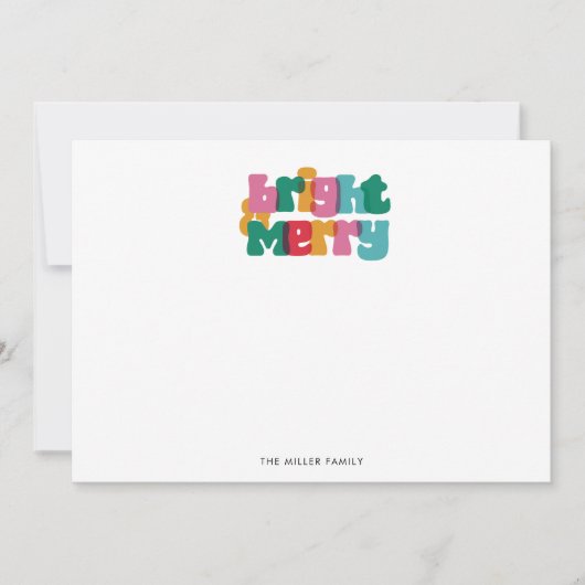 Carte de note de joyeux brillant couleur gras (Devant)