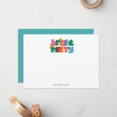 Carte de note de joyeux brillant couleur gras (Devant/Arrière en situation)