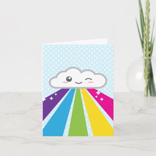 Carte de note de Kawaii Cloud et Rainbow (Devant)