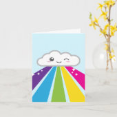 Carte de note de Kawaii Cloud et Rainbow (Fleur jaune)