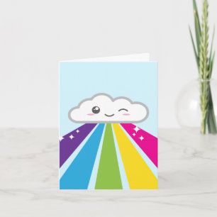 Carte de note de Kawaii Cloud et Rainbow