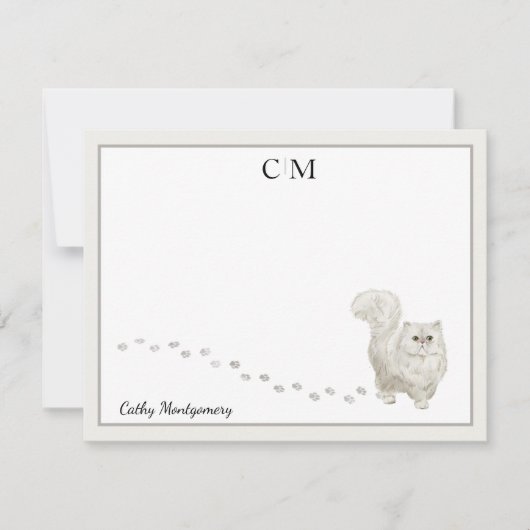 Carte de note de la bordure en gris chat perse (Devant)