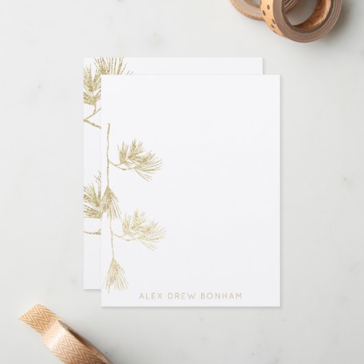 Carte de note de la branche d'aiguilles de pin d'o (Devant/Arrière en situation)