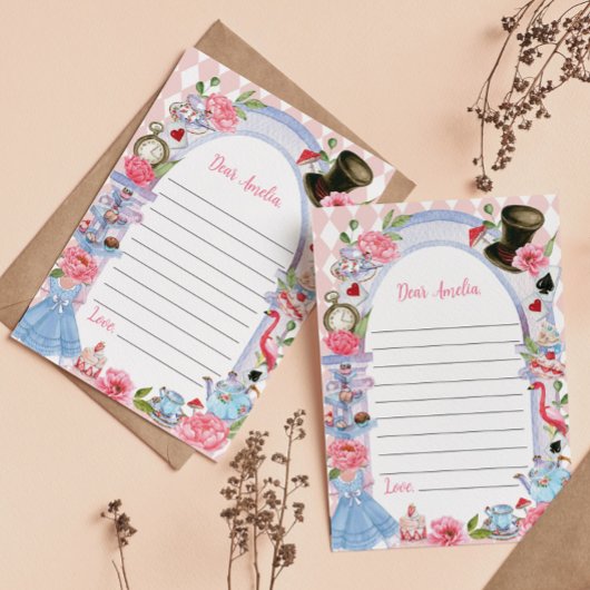 Carte de note de la capsule de temps Alice au pays