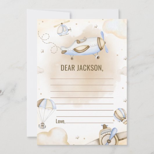 Carte de note de la capsule de temps de l'avion Vi (Devant)