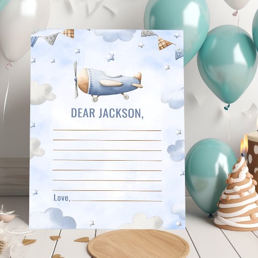 Carte de note de la capsule de temps de l'avion Vi