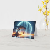 Carte de note de la fille sur la neige (Fleur jaune)