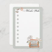 Carte de note de la machine à écrire et des fleurs (Devant / Derrière)